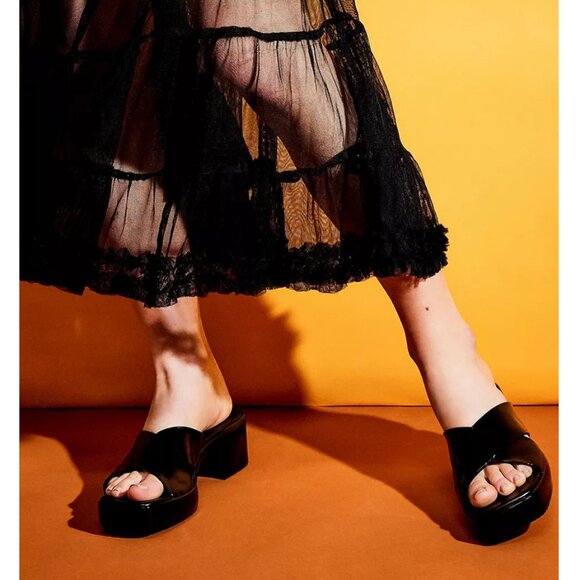 NEW! Jeffery Campbell Black Bubblegum Platform Sandals Heel Mule Patent Slides 6 - Picture 3 of 16